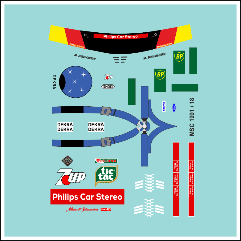 F1 Decal 118 Jordan 191 Figur 1991 Schumacher Rennanzug Formel 1 Modellbau Beschriftung