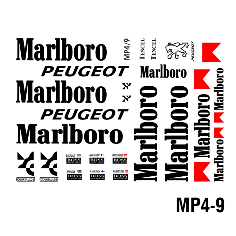 F1 Decal 1:18 McLaren 1994 MP4-9 Tabak Brundle Hakkinen Magnussen Formel 1