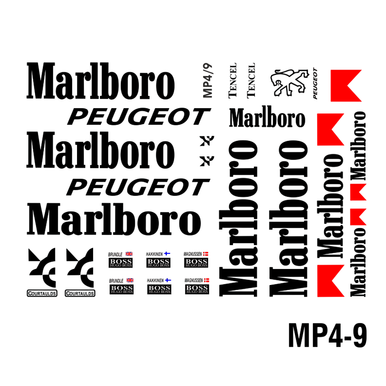 F1 Decal 118 McLaren 1994 MP4 9 Tabak Brundle Hakkinen Magnussen Formel 1 Modellbau Beschriftung
