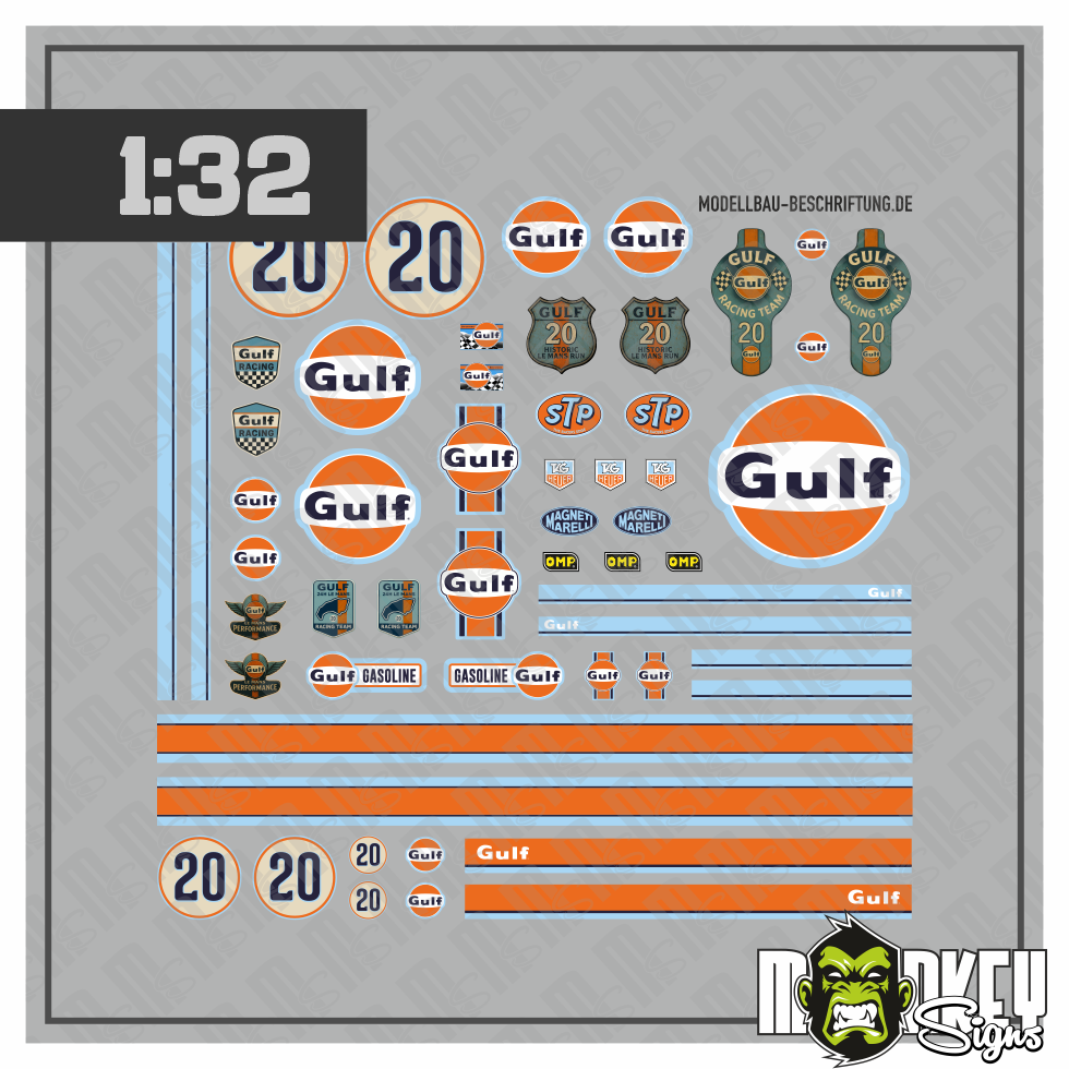 Gulf Decal Set 132 Racing Beschriftung Modellbau Motorsport Scale Zubehor Modellbau Beschriftung