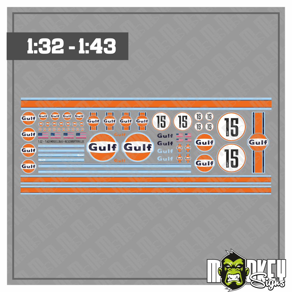 Gulf Racing Aufkleber SET Fur Slotcars 132 143 Motorsport Modellbau Sticker Modellbau Beschriftung