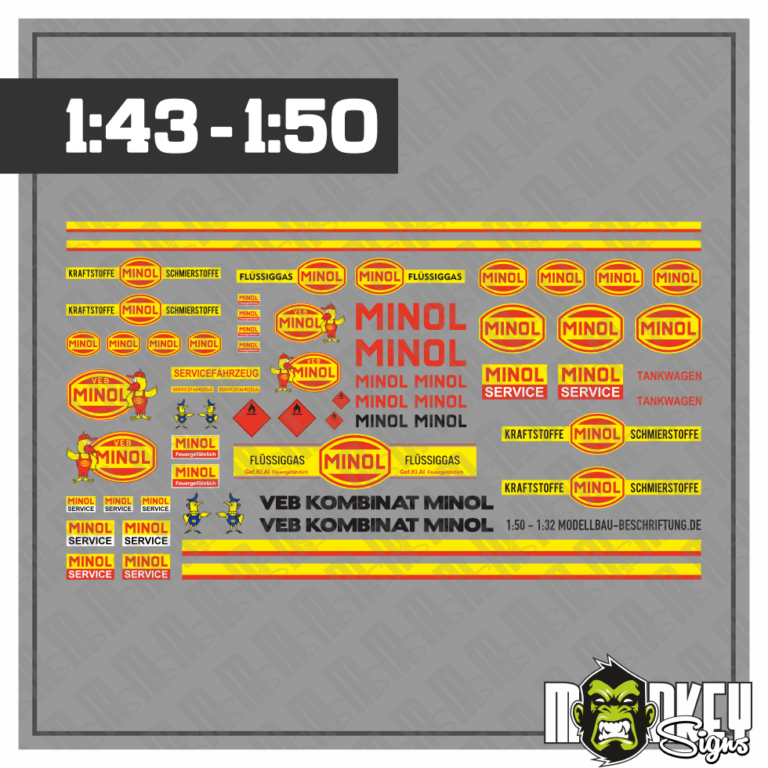 MINOL DDR Aufkleber Set für 1:43 - 1:50 LKW Truck Sticker Modellbau Tankwagen