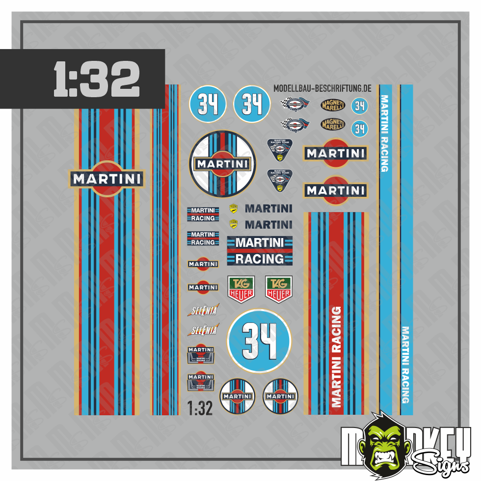 Martini Decal Set 132 Racing Beschriftung Modellbau Motorsport Scale Zubehor Modellbau Beschriftung