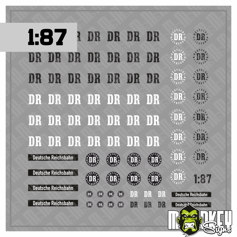 Mehrteiliges Set Deutsche Reichsbahn Beschriftung Decals DDR 187 Spur H0 Set A Modellbau Beschriftung