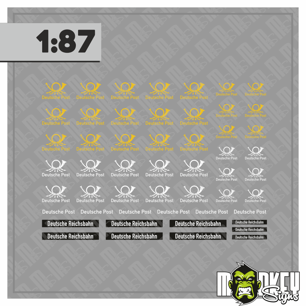 Mehrteiliges Set Deutsche Reichsbahn Post Beschriftung Decals 187 Spur H0 Modellbau Beschriftung