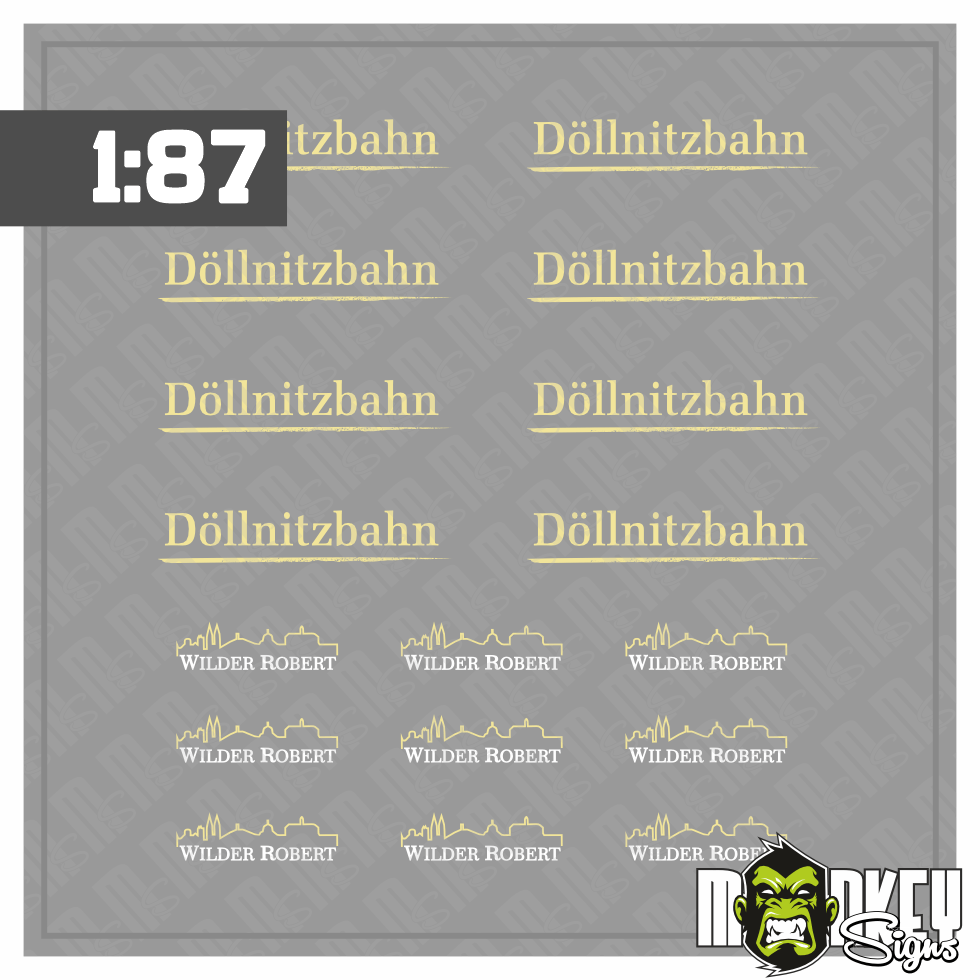 Mehrteiliges Set Dollnitzbahn Beschriftung Decals DDR 187 Spur H0 Modellbahn Modellbau Beschriftung