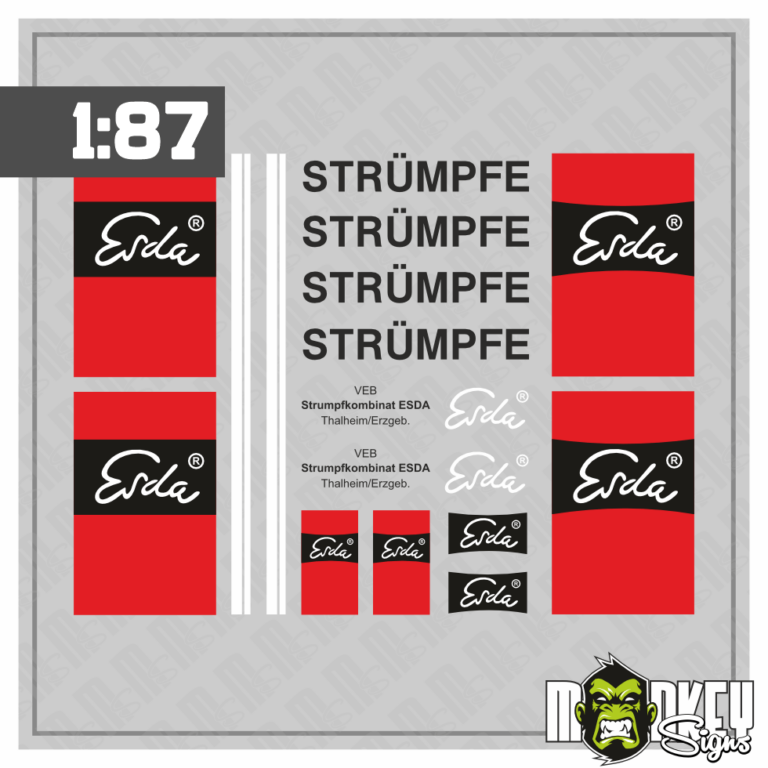 Mehrteiliges Set ESDA Strümpfe Decals 1:87 Spur H0 Modelleisenbahn DDR