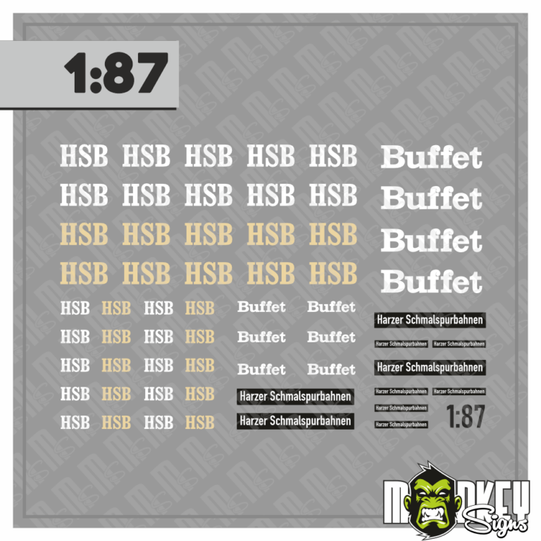 Mehrteiliges Set HSB Harzer Schmalspurbahn Decals 1:87 Spur H0 Modelleisenbahn