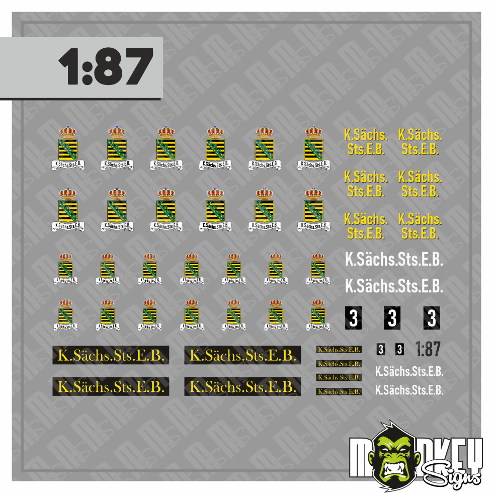 Mehrteiliges Set Koniglich Sachsische Eisenbahn Decals 187 Spur H0 Modellbahn Modellbau Beschriftung