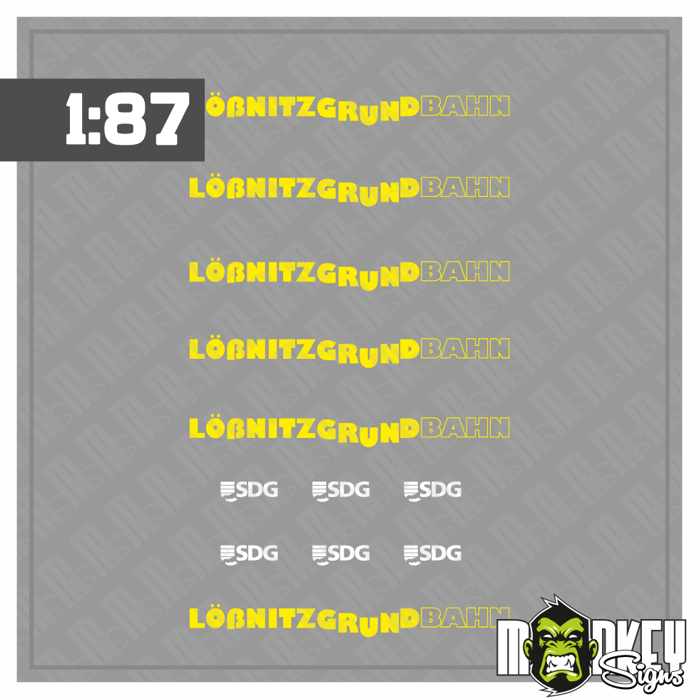 Mehrteiliges Set Lossnitz GB Beschriftung Decals DDR 187 Spur H0 Modellbahn Modellbau Beschriftung