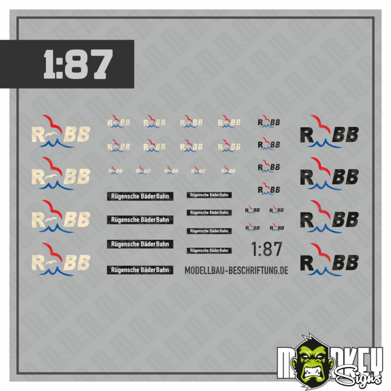 Mehrteiliges Set RBB Rügenbahn Roland Beschriftung Decals 1:87 Spur H0