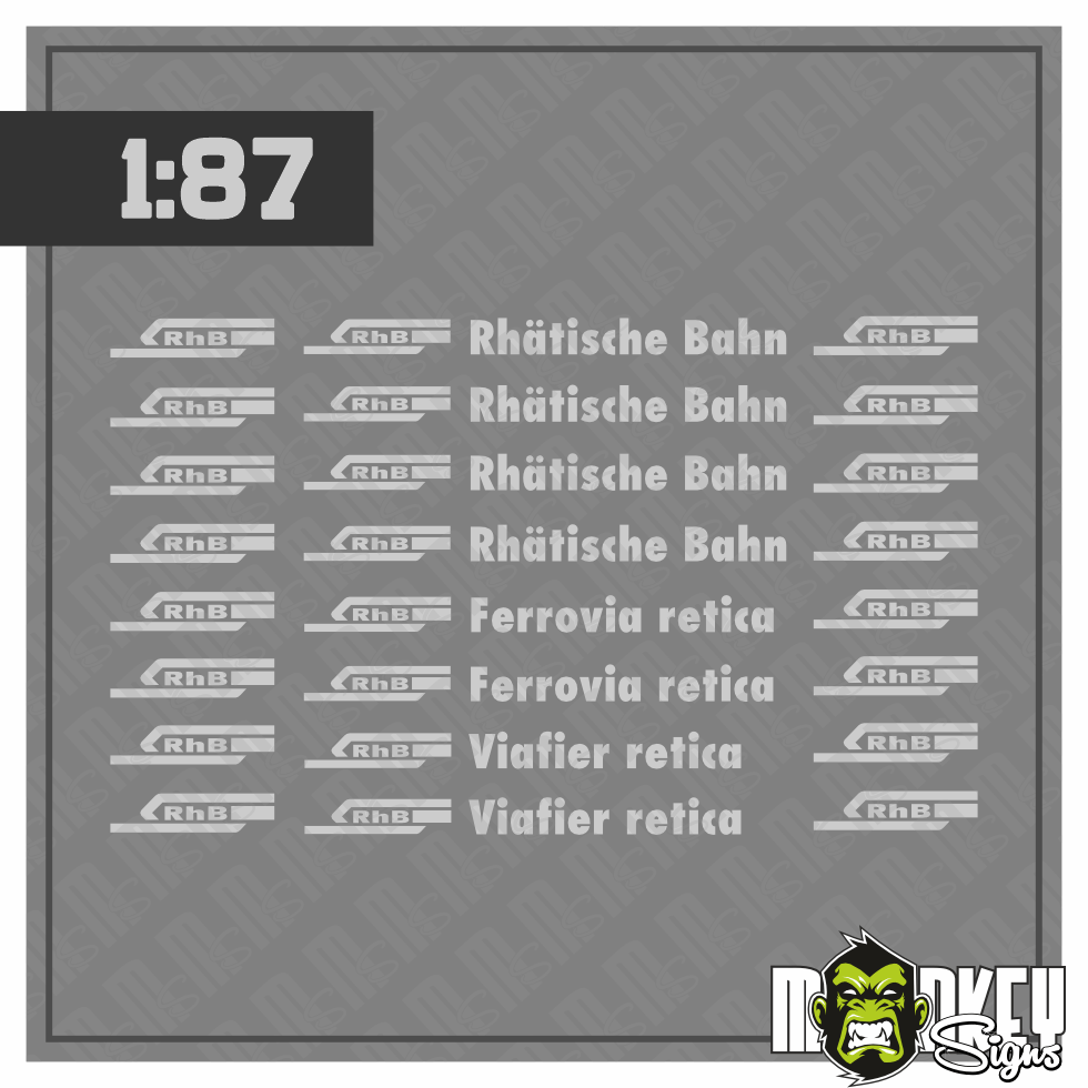 Mehrteiliges Set Schweiz Rhatische Bahn Suisse Beschriftung Decals 187 Spur H0 Modellbau Beschriftung