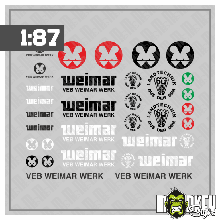Mehrteiliges Set VEB WEIMAR WERK Decals 1:87 Spur H0 Modelleisenbahn DDR