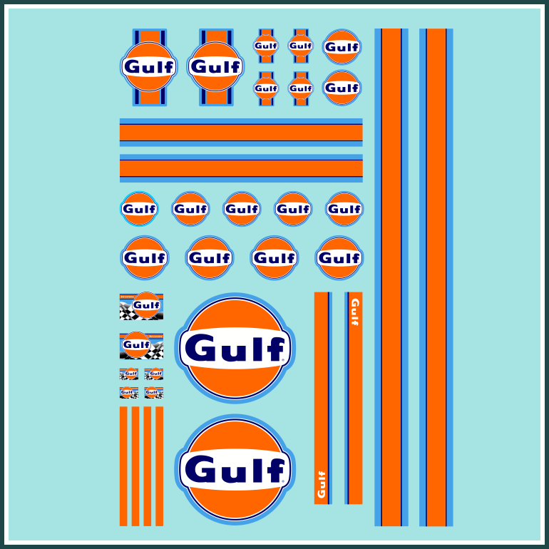 Modellbau Decals 118 124 Auto Tuning Transfer RC Car Set Wassertransfer Gulf Modellbau Beschriftung
