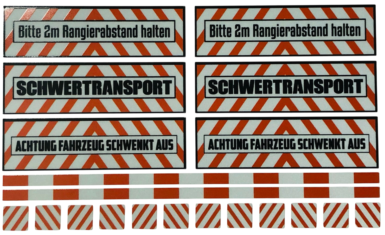 Reflektierendes-Schwertransport-Set-Aufkleber-Tamiya-Wedico-114-1145-RC-LKW-modellbau-beschriftung-2.png Reflektierendes Schwertransport Set - Aufkleber Tamiya Wedico 1:14 1:14,5 RC LKW – Bild 2