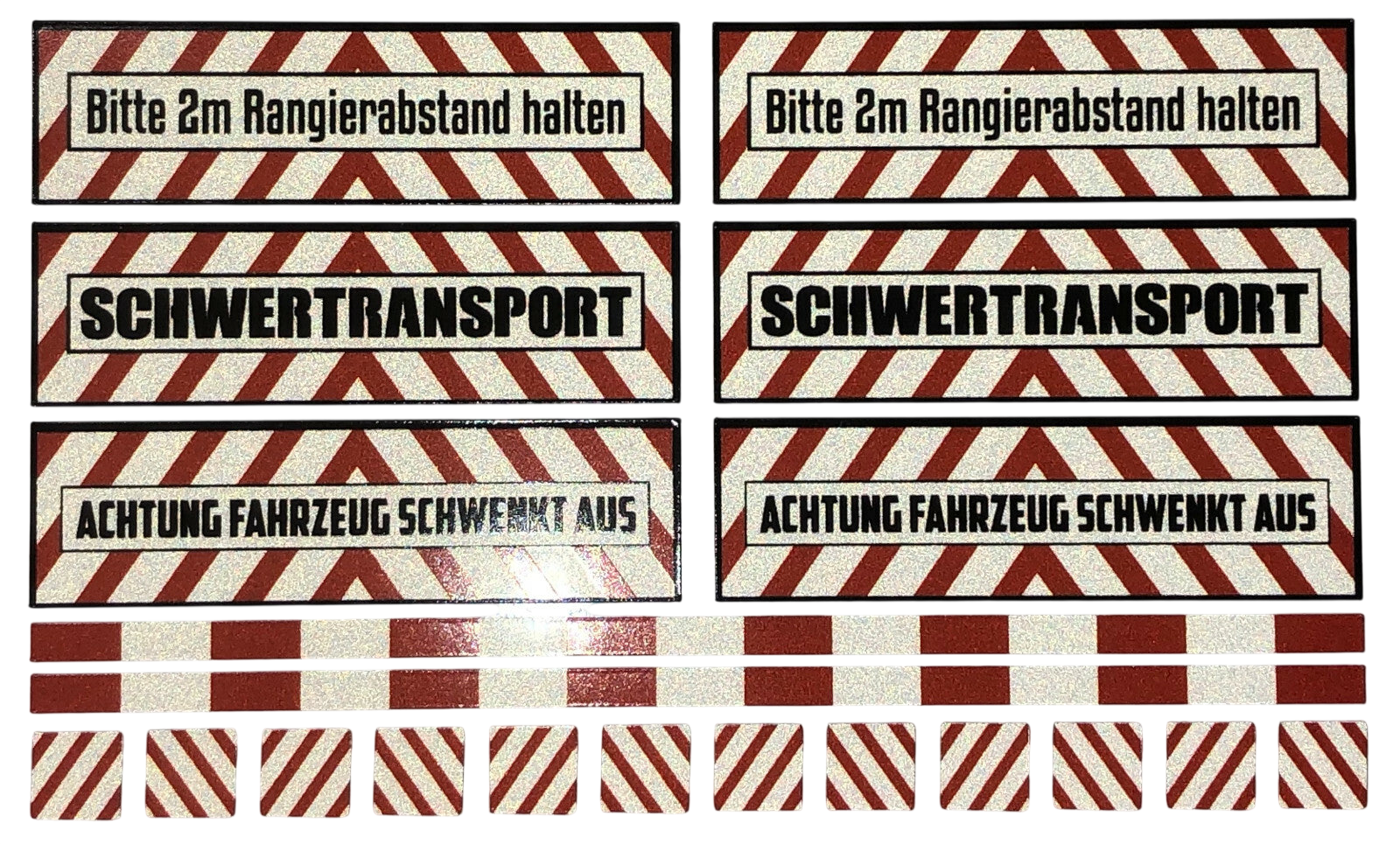 Reflektierendes Schwertransport Set Aufkleber Tamiya Wedico 114 1145 RC LKW Modellbau Beschriftung