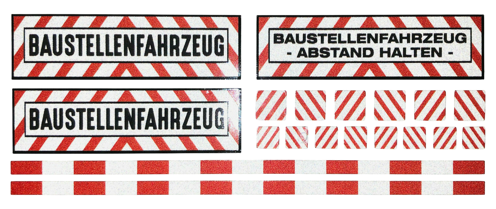 Reflektierendes Set Baustellenfahrzeug Aufkleber Tamiya Wedico 114 1145 LKW Modellbau Beschriftung