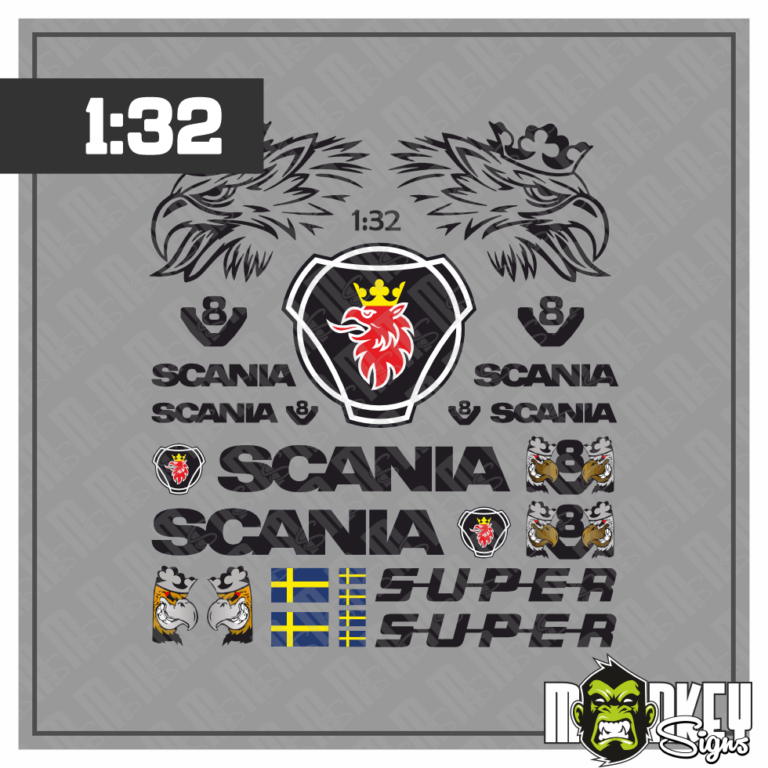 Scania Aufkleber Set passend für 1:32 SIKU WIKING LKW Truck Sticker Black