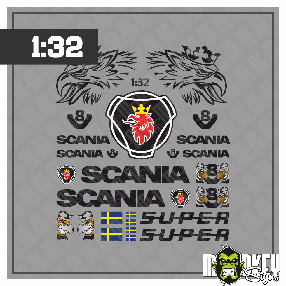 Scania Aufkleber Set Passend Fur 132 SIKU WIKING LKW Truck Sticker Black Modellbau Beschriftung