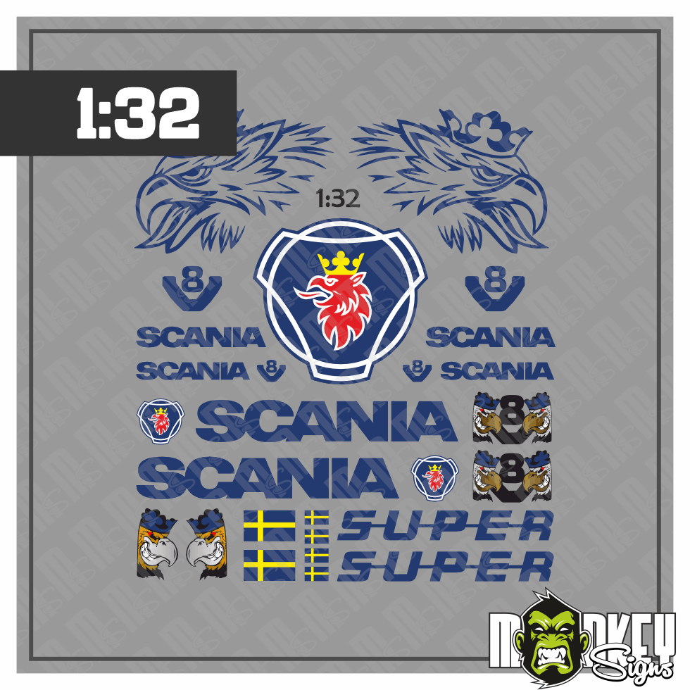 Scania Aufkleber Set Passend Fur 132 SIKU WIKING LKW Truck Sticker Blau Modellbau Beschriftung