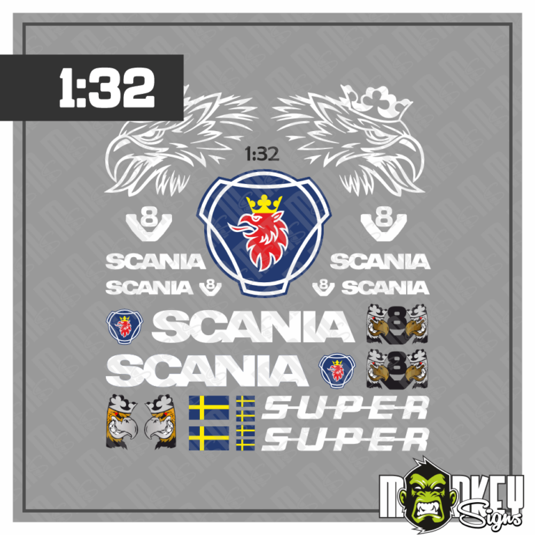 Scania Aufkleber Set passend für 1:32 SIKU WIKING LKW Truck Sticker Weiss
