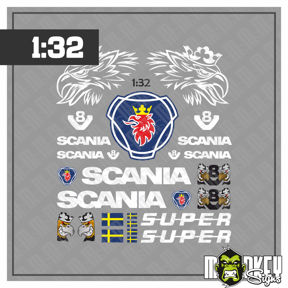 Scania Aufkleber Set Passend Fur 132 SIKU WIKING LKW Truck Sticker Weiss Modellbau Beschriftung