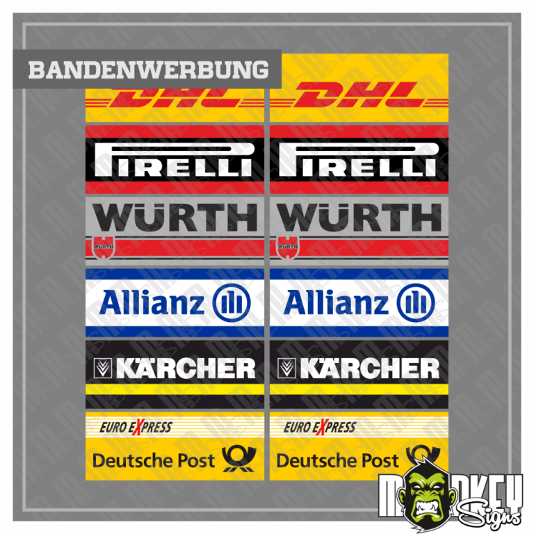 Slotcar Bandenwerbung Set 12tlg 80x30mm Rennbahn Deko Werbung Slotcar Bahn