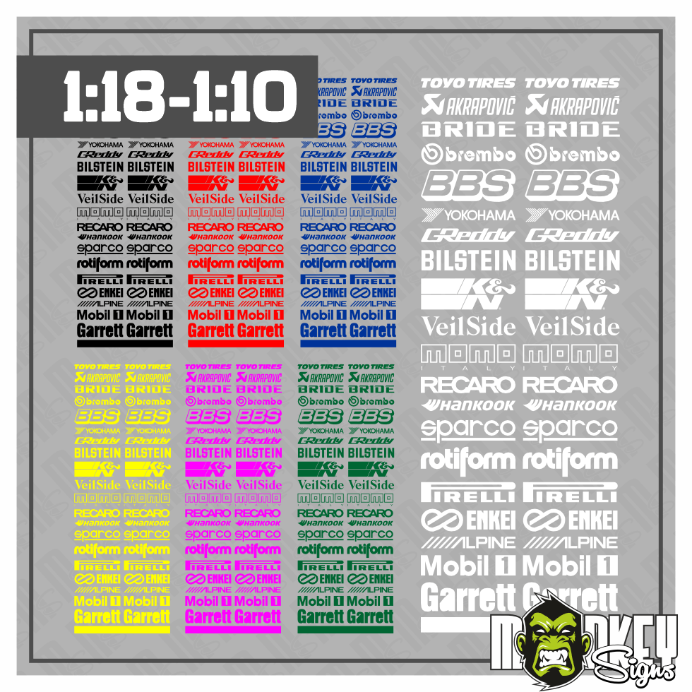 Sponsoren Sticker Set 118 110 Motorsport Racing Style Aufkleber Rennsport Modellbau Beschriftung