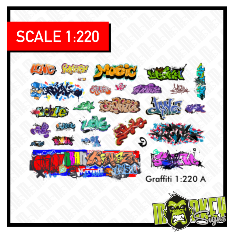 Spur Z Waterslide Decal 1:220 A Dekor Graffiti & Tags Set Modellbahn Modellauto