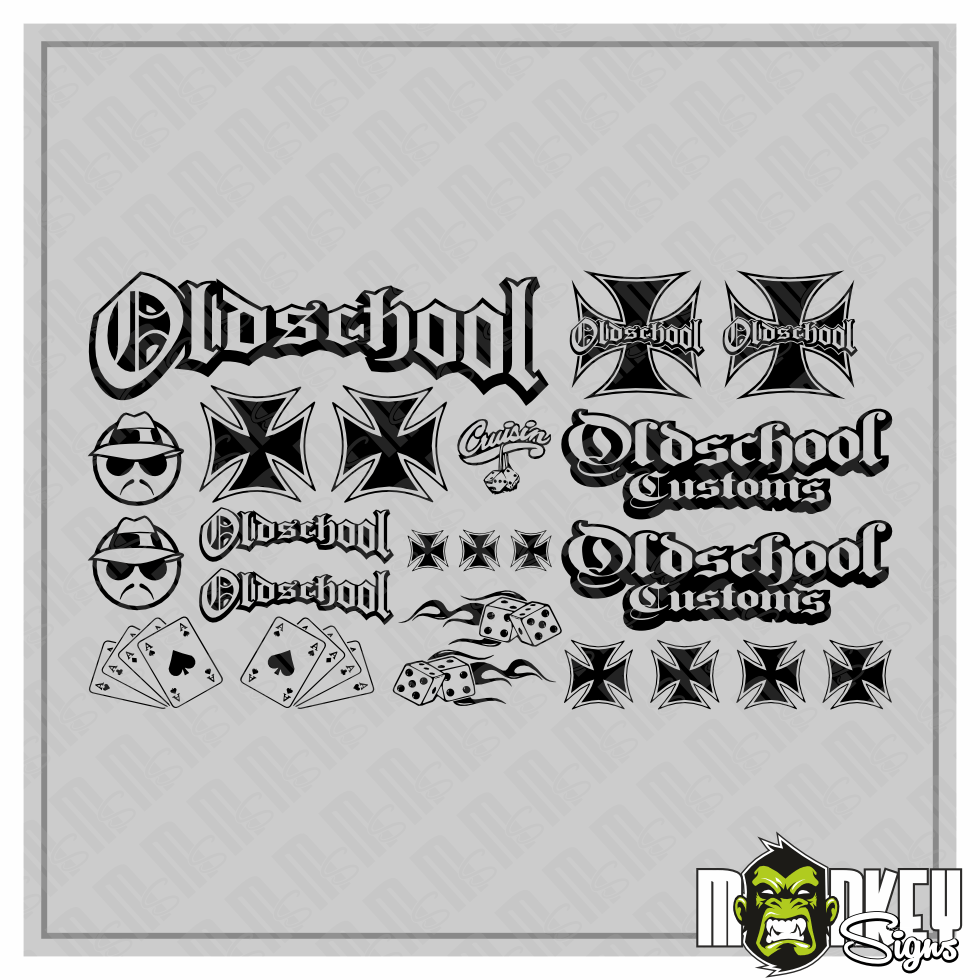 Tamiya LKW Aufkleber Oldschool 23 Teilig 114 116 Modellbau Sticker Black Modellbau Beschriftung