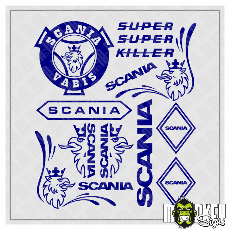 Tamiya LKW Aufkleber SCANIA Set 14-teilig 1:14 1:16 Modellbau Sticker blau