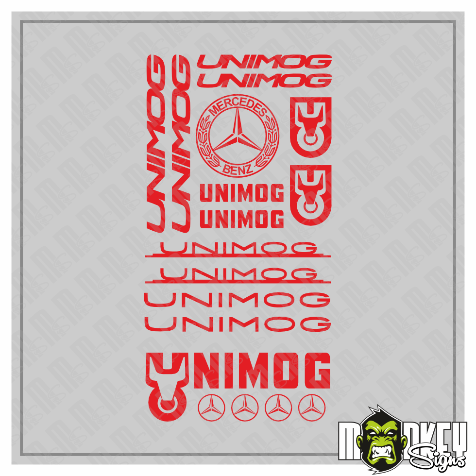 Unimog Aufkleber Set 18tlg Rot LKW 18 114 Universal Tamiya Truck Sticker Modellbau Beschriftung