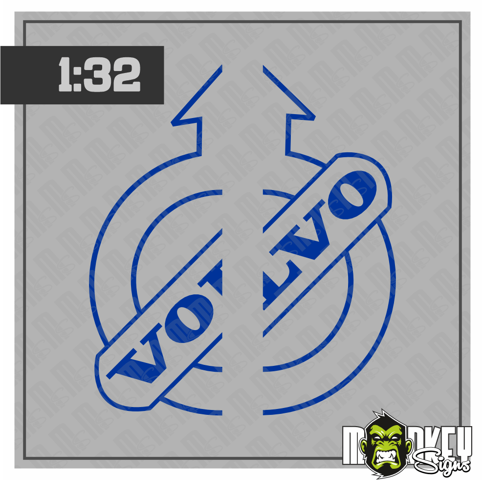 Volvo Schriftzug Logo 132 2 Teiliges Aufkleber Set Blau LKW Truck Modellbau Beschriftung