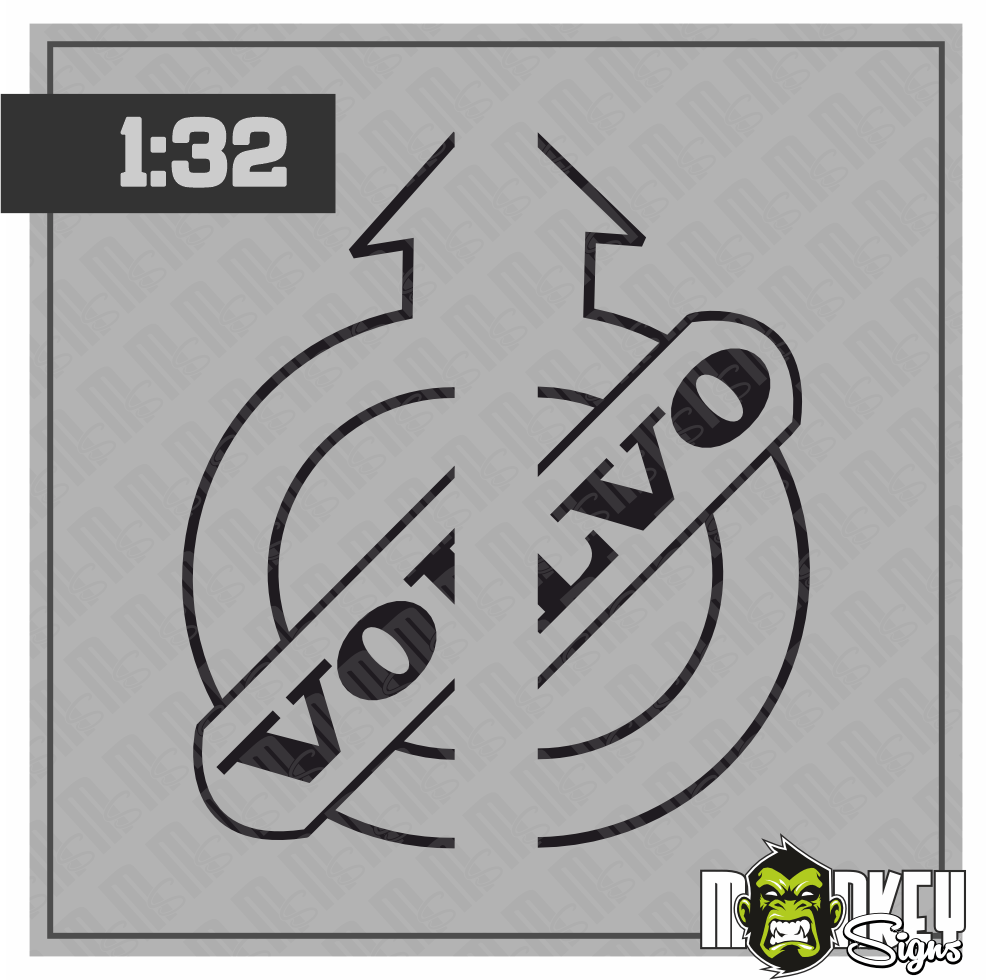 Volvo Schriftzug Logo 132 2 Teiliges Aufkleber Set Schwarz LKW Truck Modellbau Beschriftung