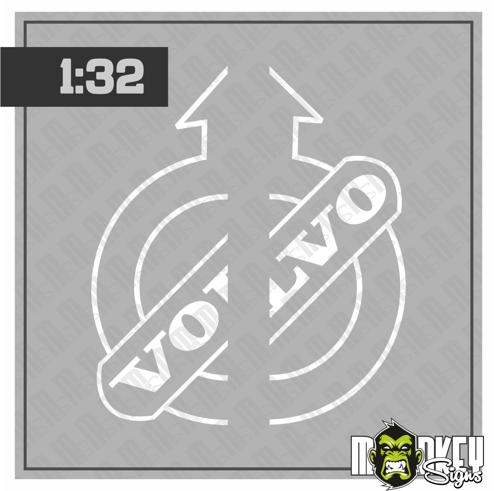 Volvo Schriftzug Logo 132 2 Teiliges Aufkleber Set Weiss LKW Truck Modellbau Beschriftung