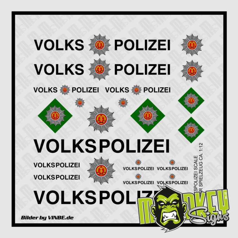 Waterslide Decal 1:12 - passend für DDR ANKER SPIELZEUG Volkspolizei Wartburg