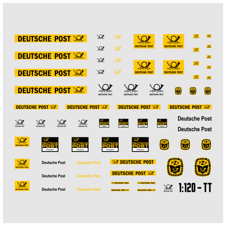Waterslide Decal 1:120 TT - DDR Deutsche Post Set - W50 Truck LKW Multicar