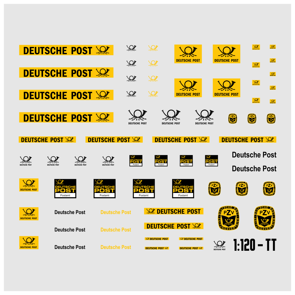 Waterslide Decal 1120 TT DDR Deutsche Post Set W50 Truck LKW Multicar Modellbau Beschriftung