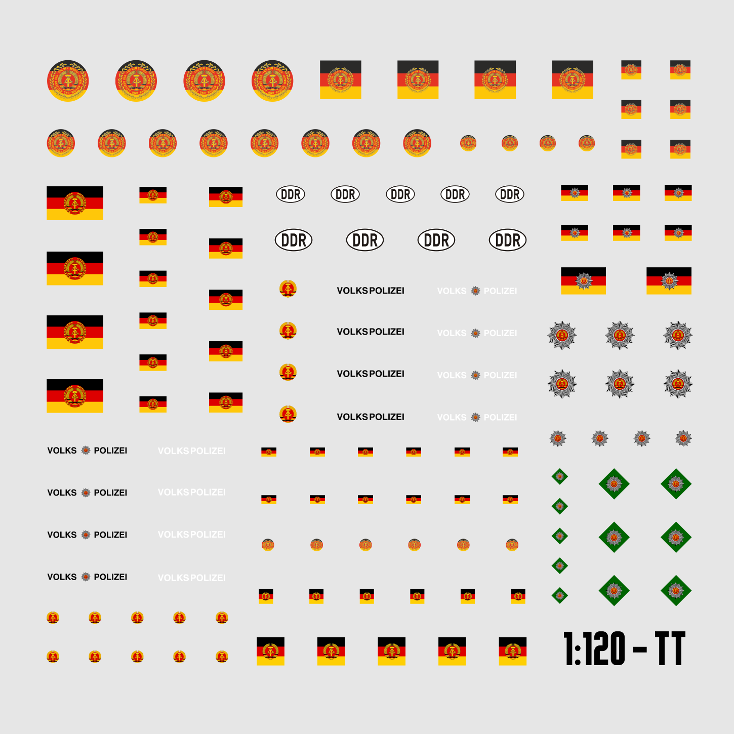 Waterslide-Decal-1120-TT-DDR-Flaggen-Zeichen-LKW-NVA-Volkspolizei-VP-modellbau-beschriftung-3.png Waterslide Decal 1:120 TT - DDR Flaggen & Zeichen - LKW NVA Volkspolizei VP – Bild 3