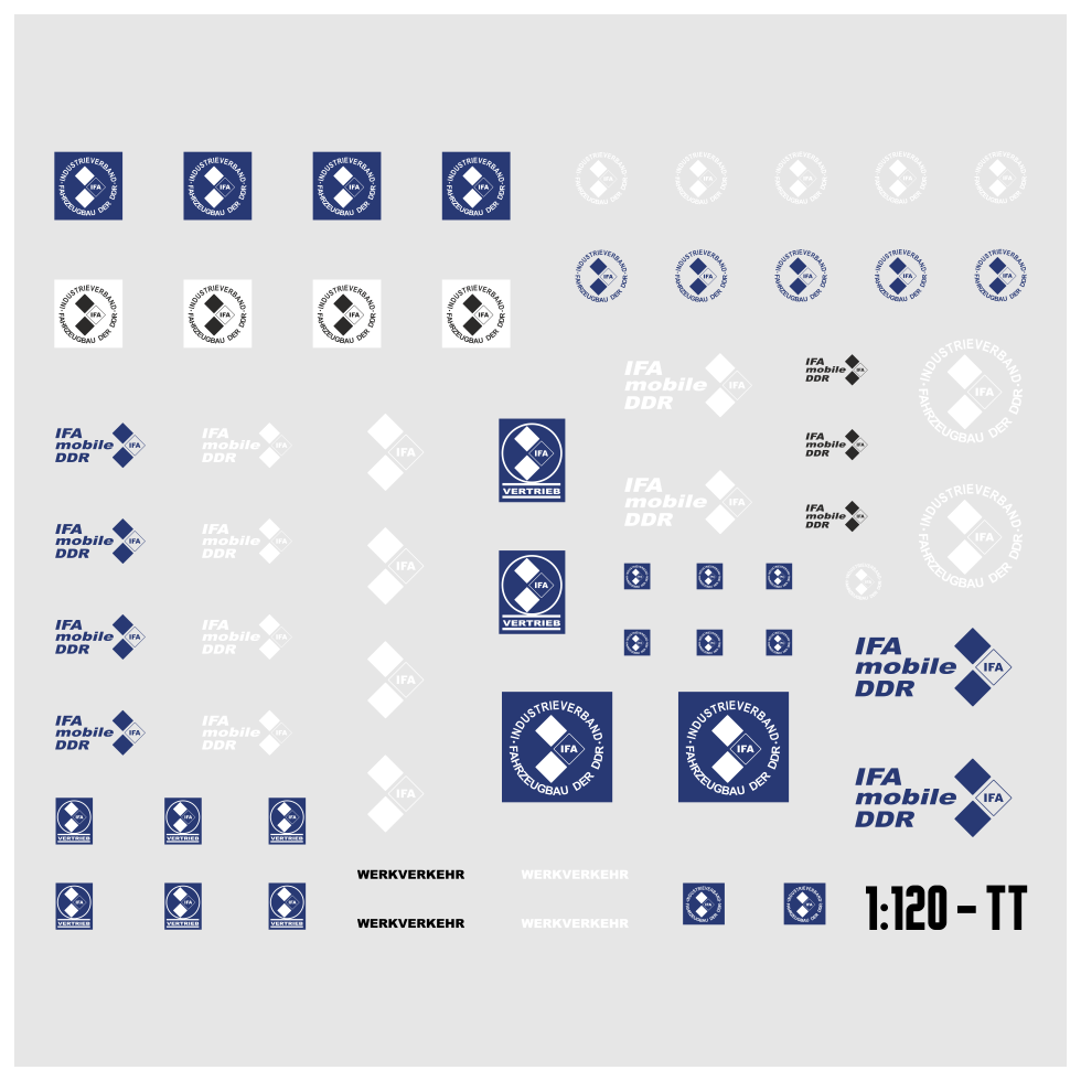 Waterslide Decal 1120 TT DDR IFA Mobile Set W50 Truck LKW Multicar Modellbau Beschriftung