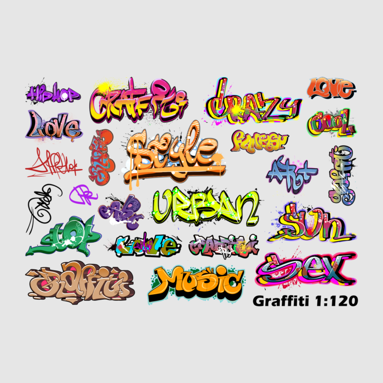 Waterslide Decal 1:120 TT - Dekor Graffiti & Tags Set - Modellbahn Modellauto