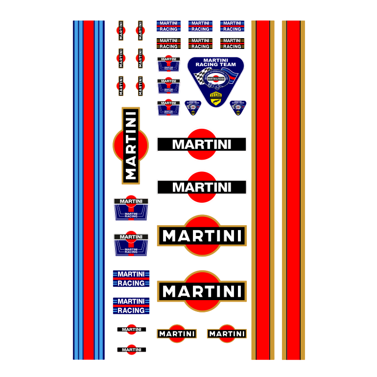 Waterslide Decal 124 118 34tlg Martini Racing Slotcar Gasloine USA Muscle Modellbau Beschriftung