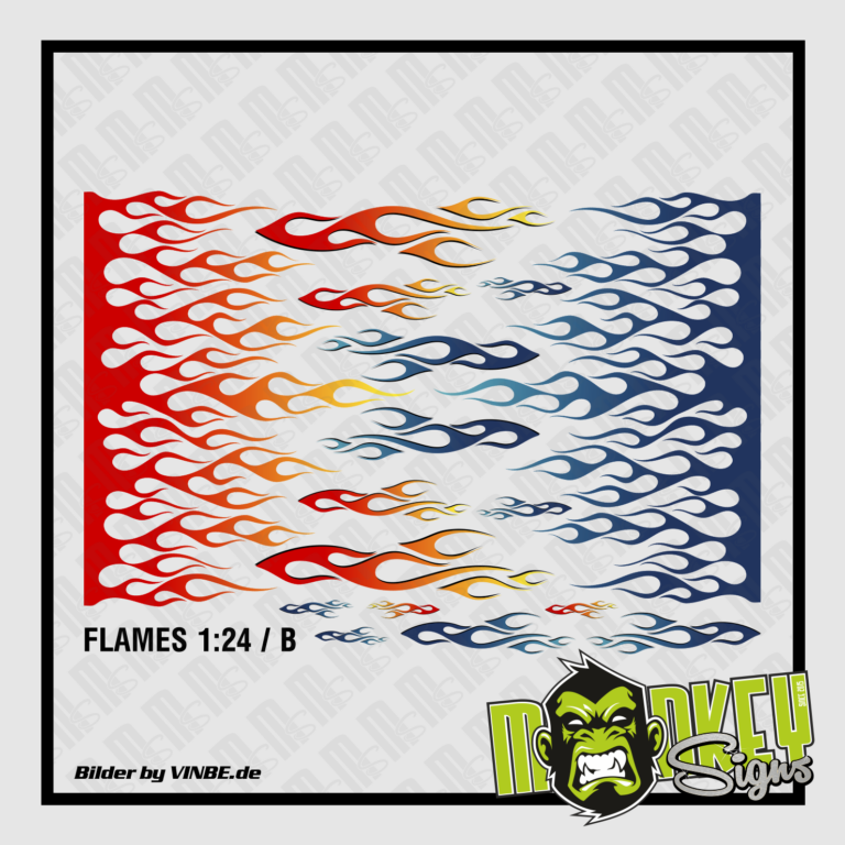 Waterslide Decal 1:24 B Flammen Flames Rod Racing Carrera Slotcar USA NASCAR