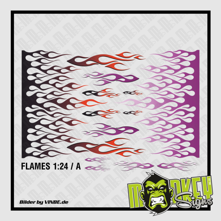 Waterslide Decal 1:24 Flammen Flames Rod Racing Carrera Cars Slotcar USA NASCAR