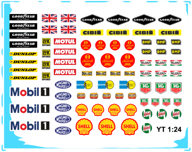 Waterslide Decal 1:24 Slotcar Modellbau Youngtimer u. Oldtimer Bergrennen Racing