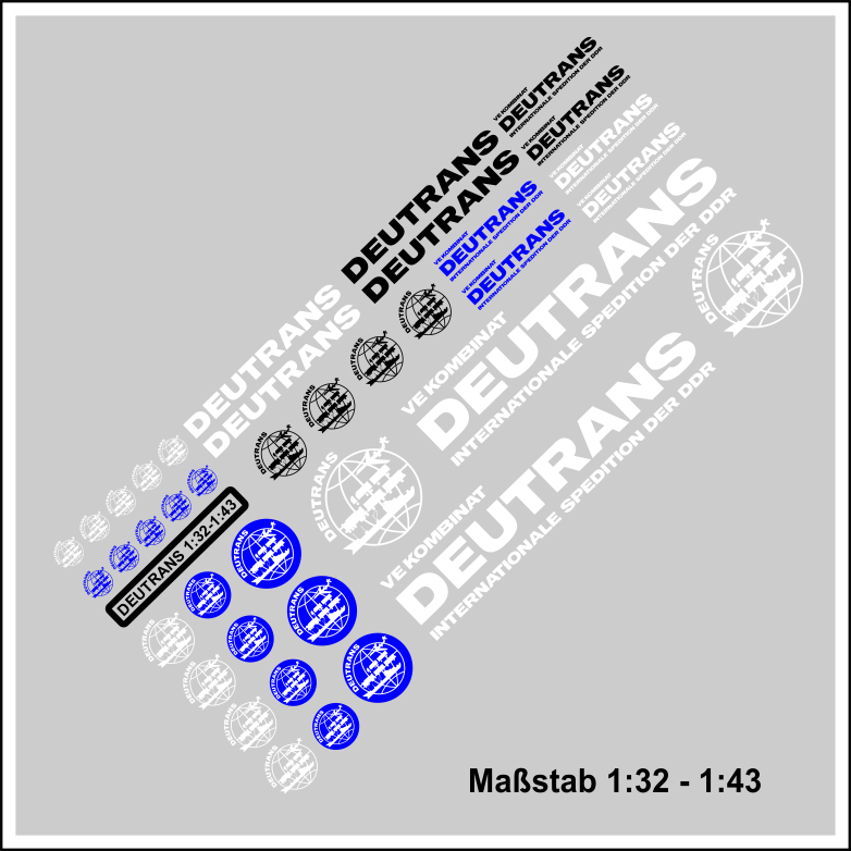 Waterslide Decal 132 143 DDR VE Kombinat Deutrans W50 Truck LKW Multicar Modellbau Beschriftung