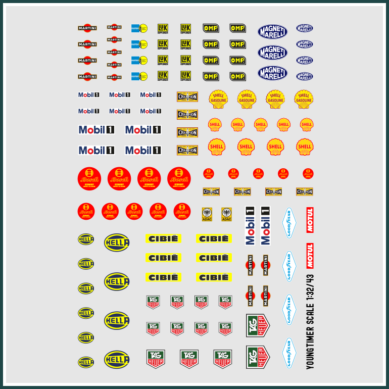 Waterslide Decal 132 143 Racing Slotcar Youngtimer Oldtimer Historic Rennen Modellbau Beschriftung