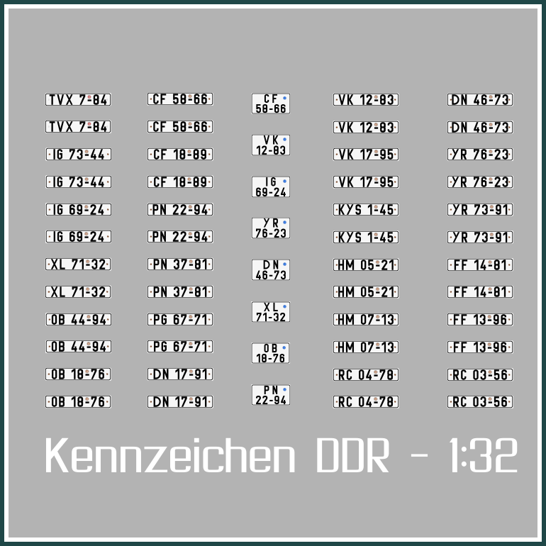 Waterslide Decal 132 DDR Kennzeichen B1000 Trabant Modellbahn Modellbau Modellbau Beschriftung