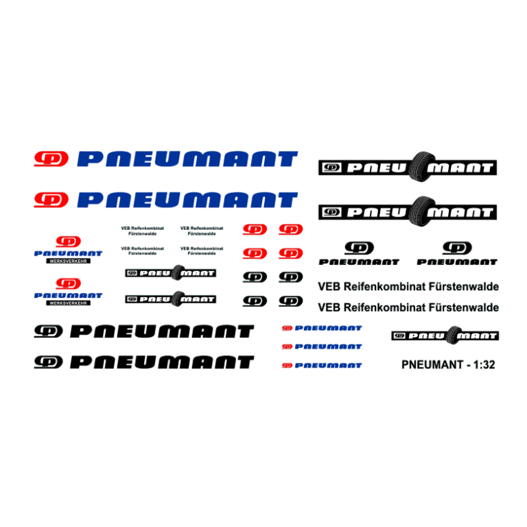 Waterslide Decal 1:32 - DDR Pneumant Reifen Kamaz W50 Barkas Multicar Trabant