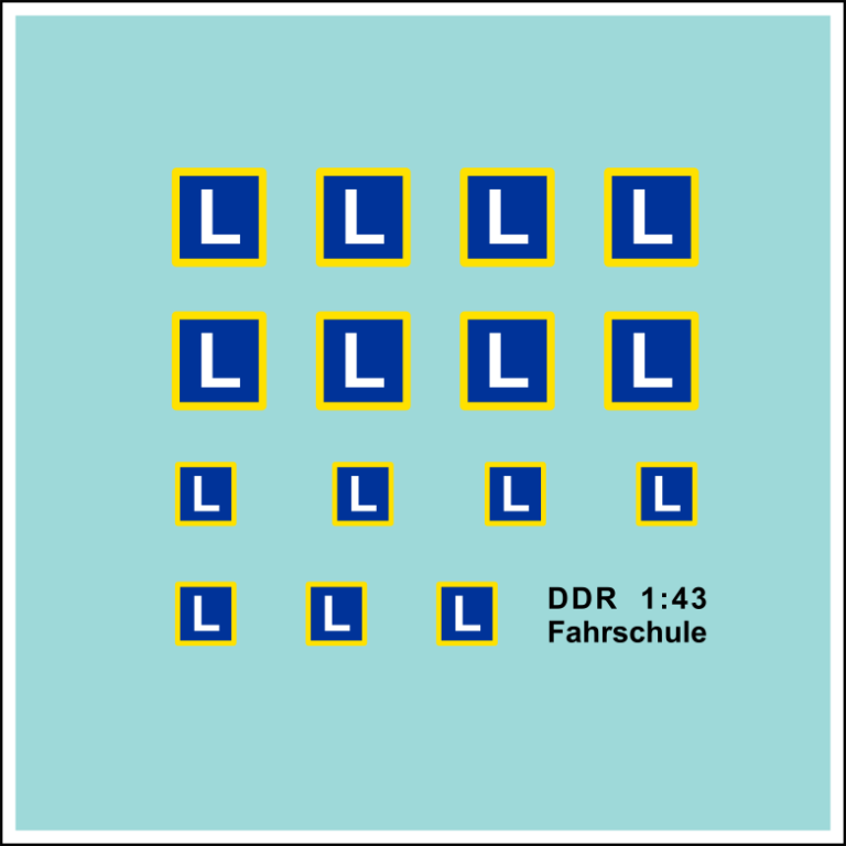 Waterslide Decal 1:43 - 15tlg. DDR Fahrschule W50 Truck LKW Lada Wartburg